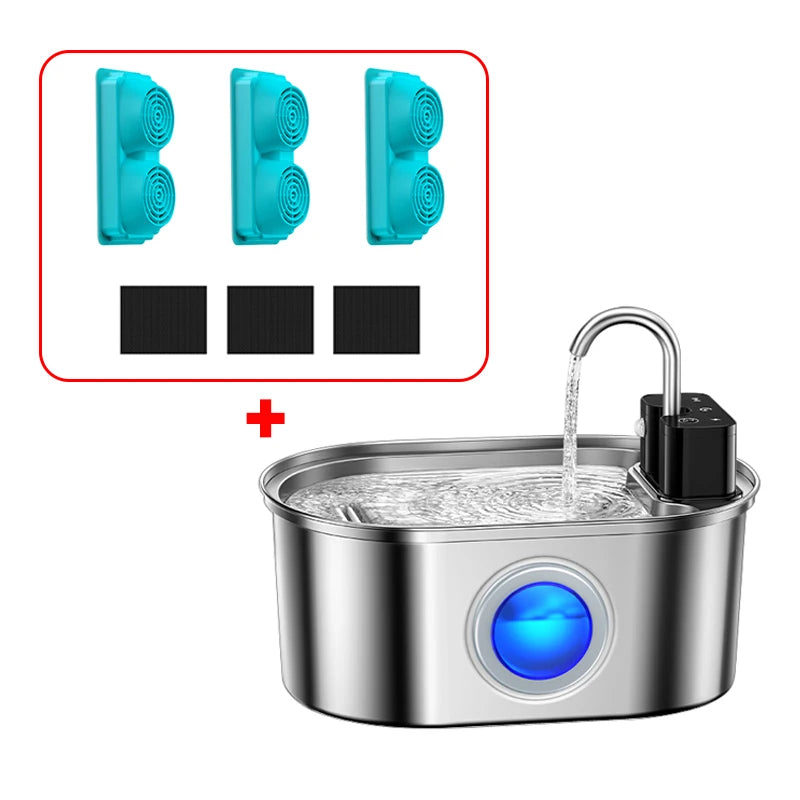 Wireless Stainless Steel Water Fountain, 3.2L