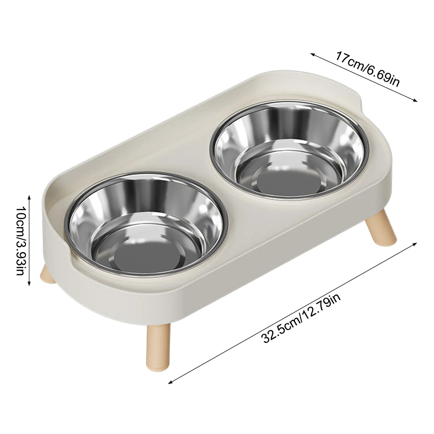 Elevated Anti-Slip Double Bowl Feeder — Neck-Friendly Design