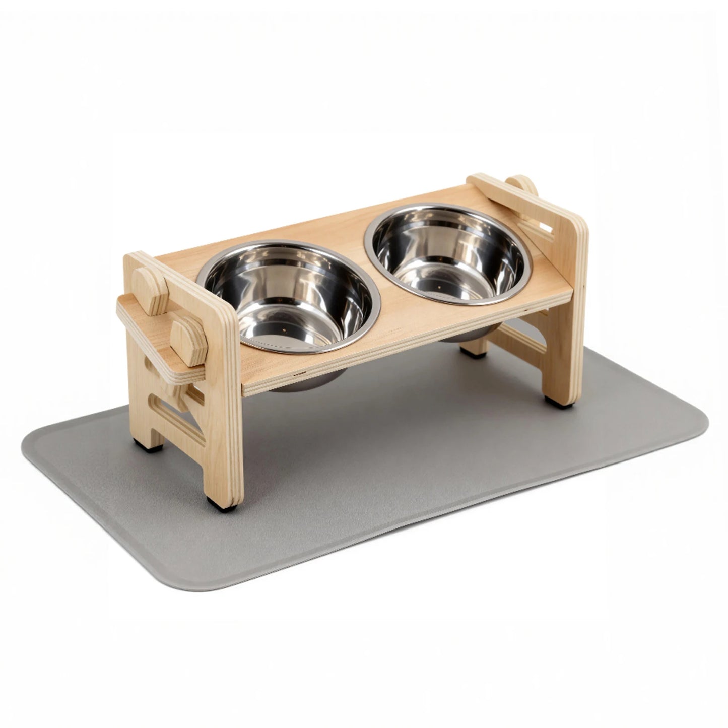 Elevated Feeding Set for Puppies & Cats — Tilted Bowls + Mat