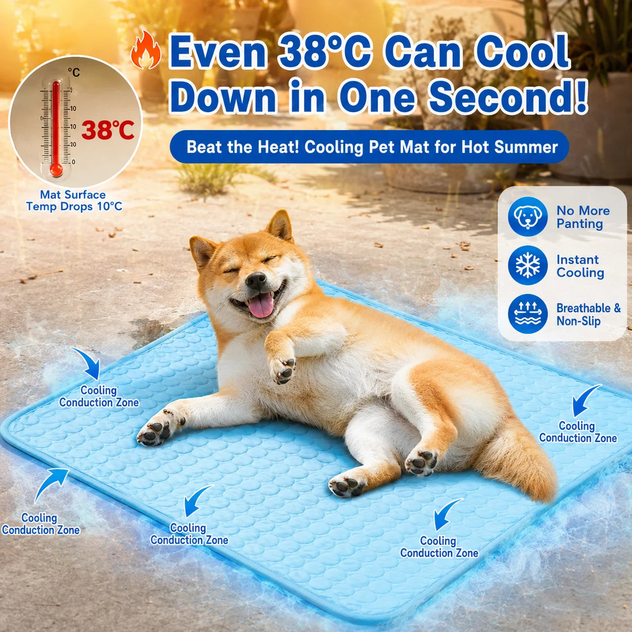 Cooling Gel Pet Mat — Pressure-Activated, No Refrigeration Needed
