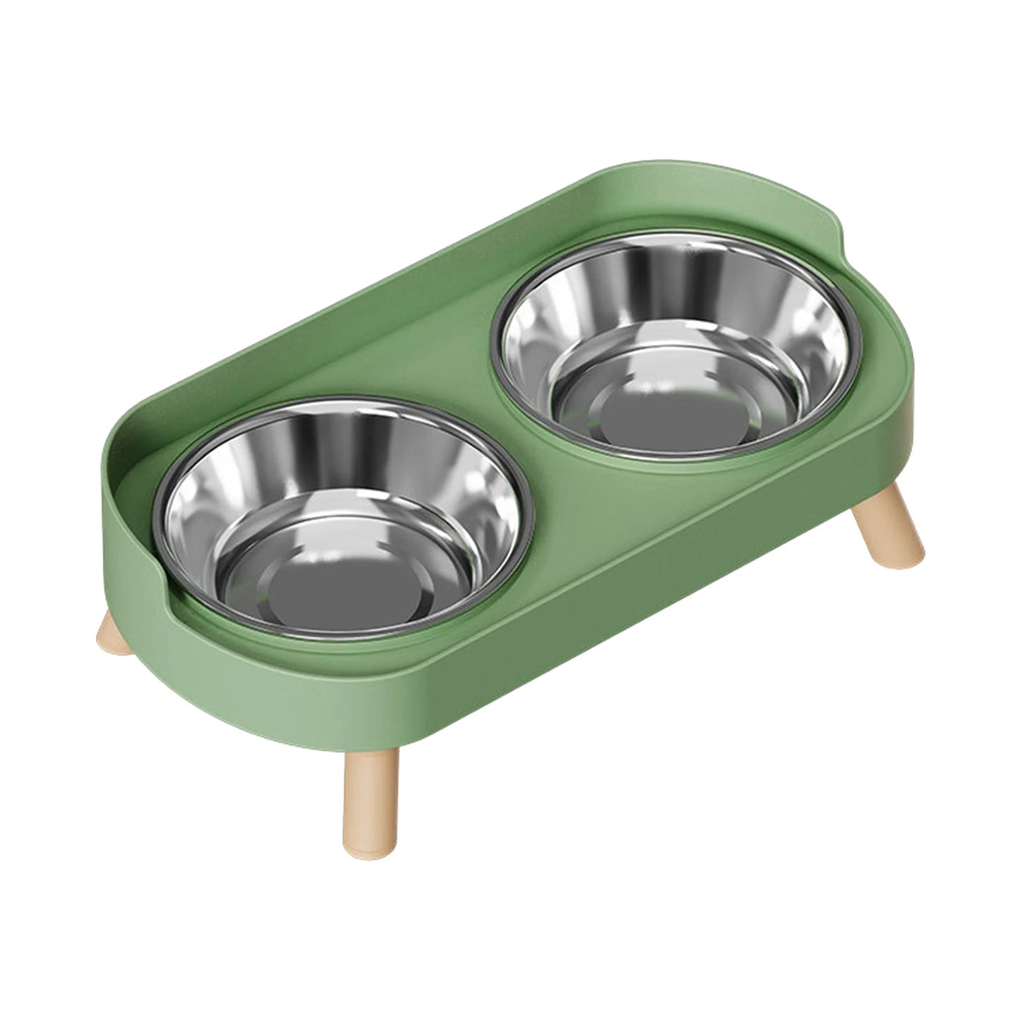 Elevated Anti-Slip Double Bowl Feeder — Neck-Friendly Design