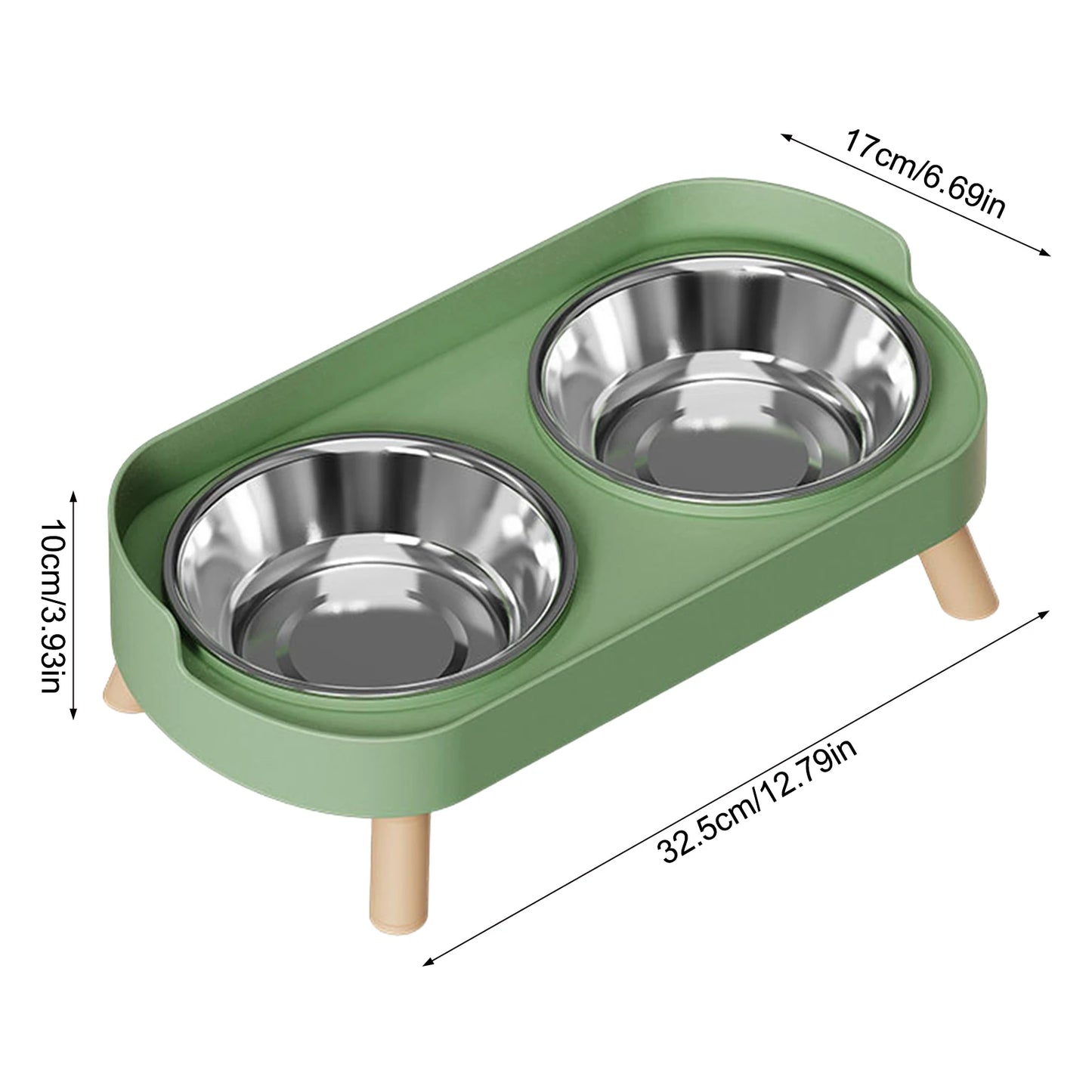 Elevated Anti-Slip Double Bowl Feeder — Neck-Friendly Design
