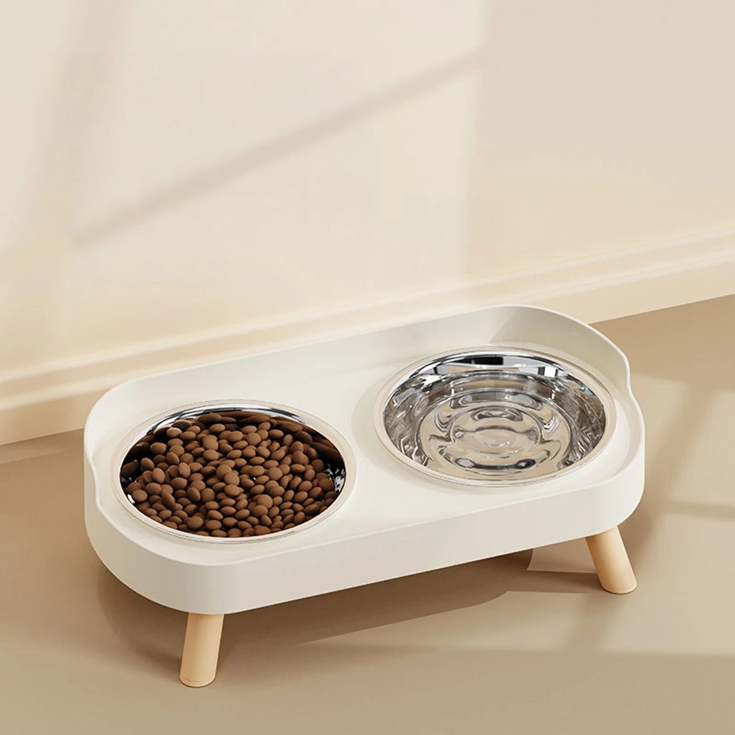 Elevated Anti-Slip Double Bowl Feeder — Neck-Friendly Design