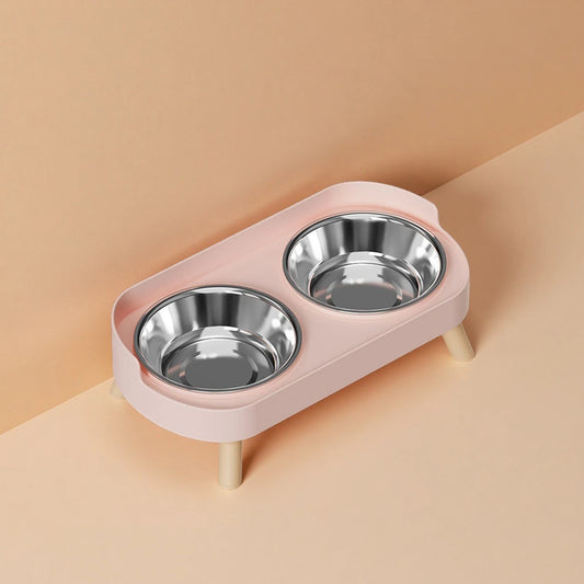Elevated Anti-Slip Double Bowl Feeder — Neck-Friendly Design
