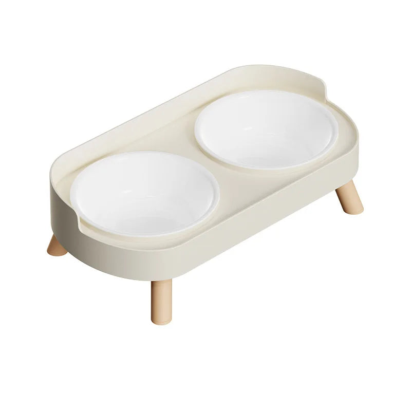 Elevated Anti-Slip Double Bowl Feeder — Neck-Friendly Design