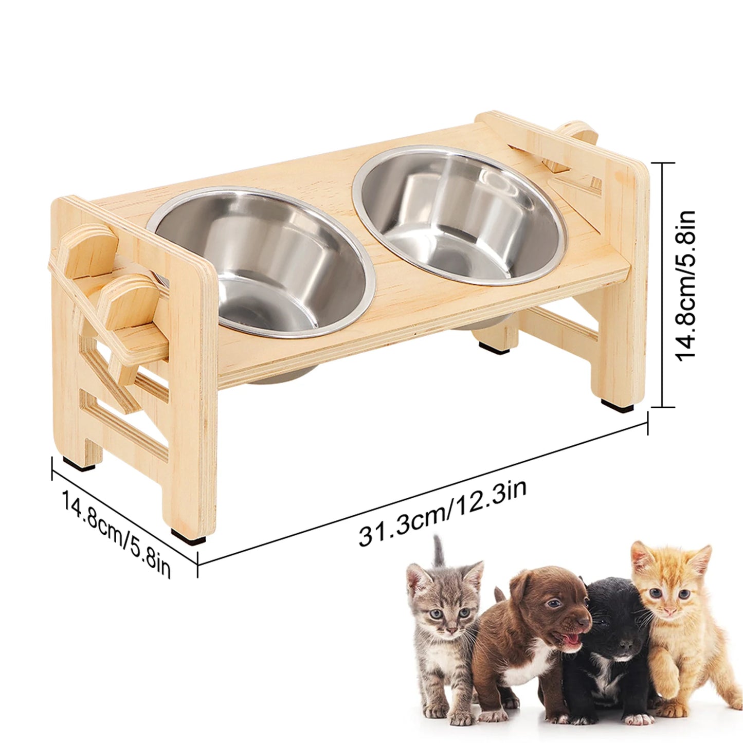 Elevated Feeding Set for Puppies & Cats — Tilted Bowls + Mat