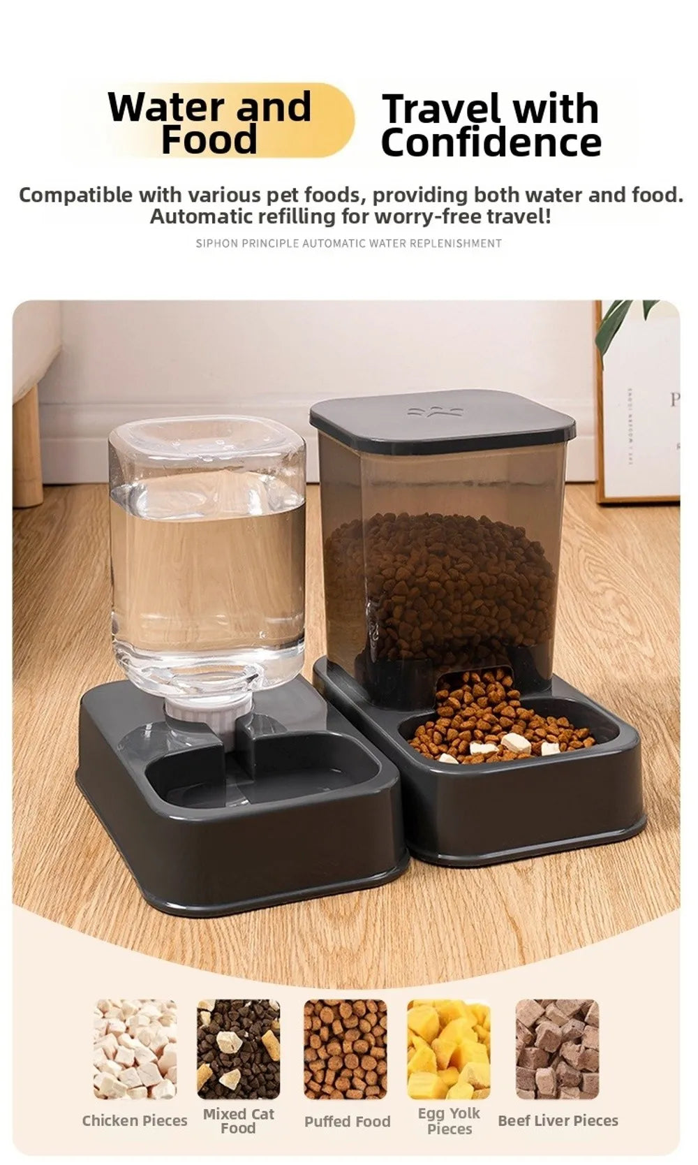 Compact Gravity Feeder & Waterer — 1.2/1.5L