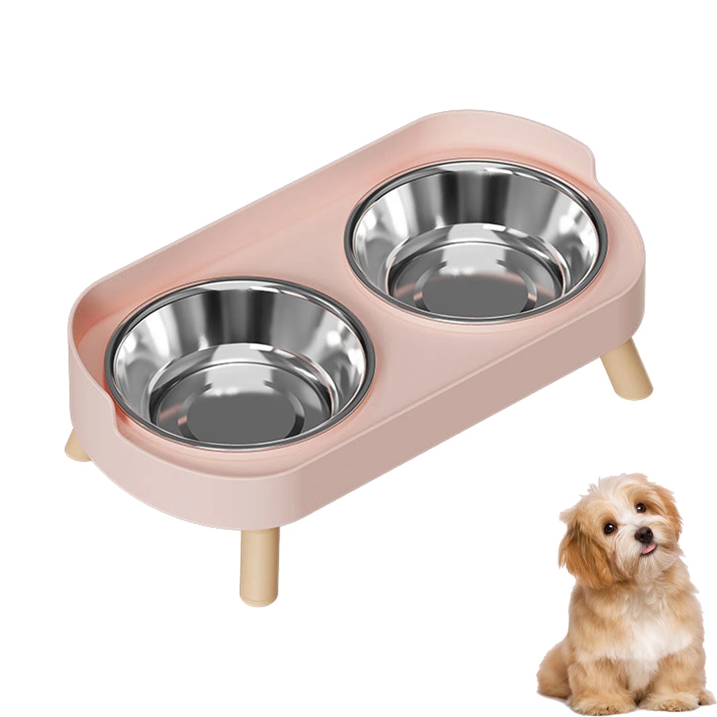 Elevated Anti-Slip Double Bowl Feeder — Neck-Friendly Design