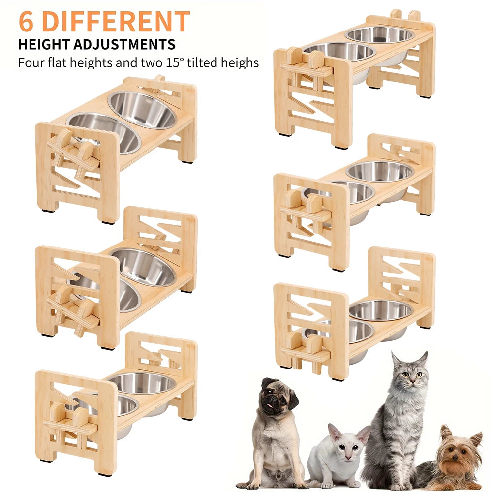 Elevated Feeding Set for Puppies & Cats — Tilted Bowls + Mat