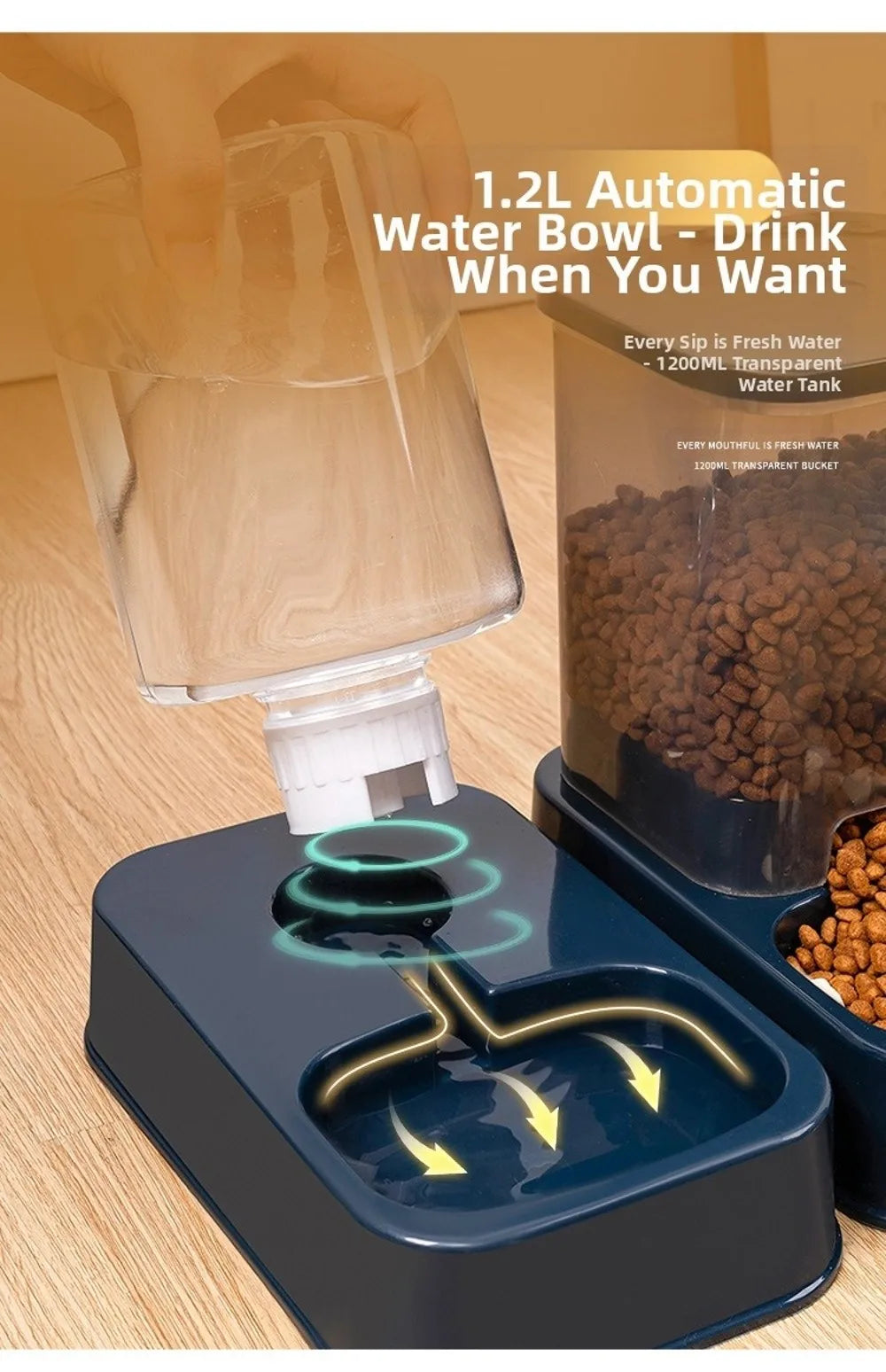 Compact Gravity Feeder & Waterer — 1.2/1.5L
