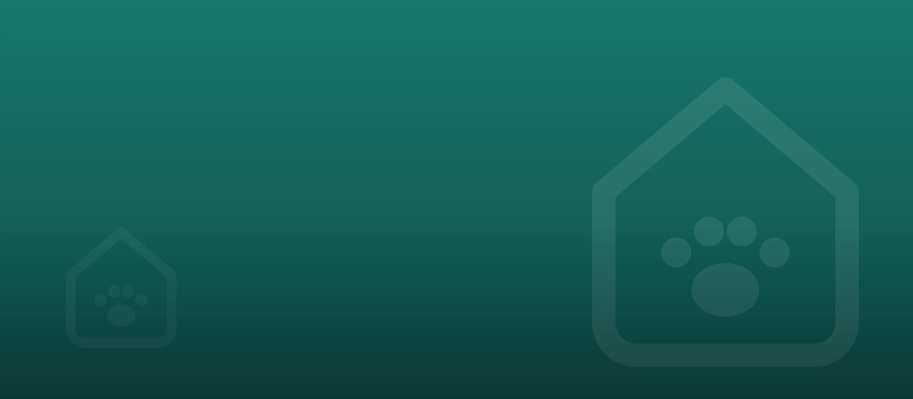 PetHavo homepage hero banner - teal with house and paw mark