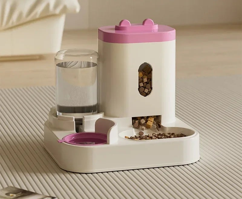 2-in-1 gravity feeder and waterer station - pink